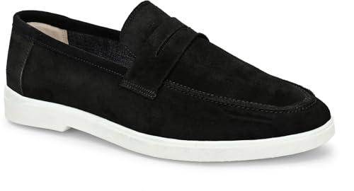 Image of Men Suede Leather Loafers with Bow - Cushioned Comfort, Durable Sole & Everyday Luxury