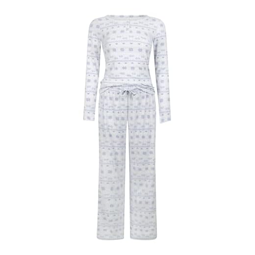 Hunkemöller Pyjamaset Jersey Fairisle - Blue Heron - L