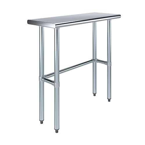 Image of AmGood Stainless Steel Work Table Open Base | Metal Work Bench (Stainless Steel Table Open Base, 36 inch Long x 14 inch Deep)