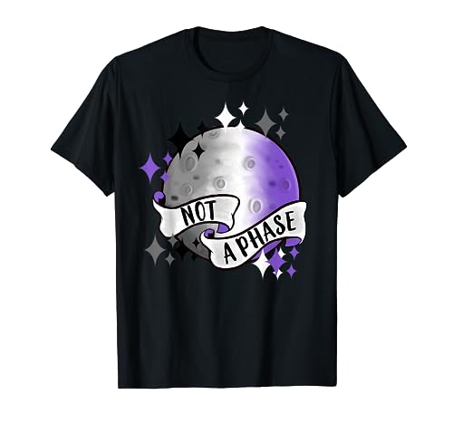 Not A Phase Asexual Banner Ace Moon T-Shirt, Black