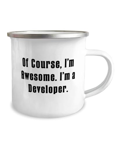 Motivational Developer Gifts, Of Course, I'm Awesome. I'm a, Birthday Gifts, 12oz Camper Mug For Developer from Friends, Tech gifts, Gadgets for developers, Developer tools, Programming books