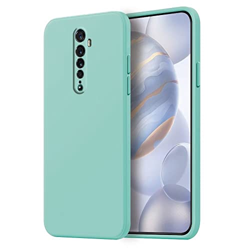 HONLEN Funda Compatible para OPPO Reno2 Case, (6.5' Inches) Líquida TPU Silicona Cover con Anti-Rasguño, Cáscara Suave Cubierta Cian Claro
