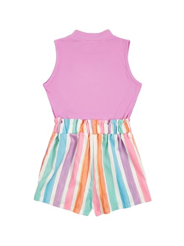 Image of Floerns Girls 2 Piece Outfit Ruffle Trim Tee Top with Paperbag Waist Shorts Set