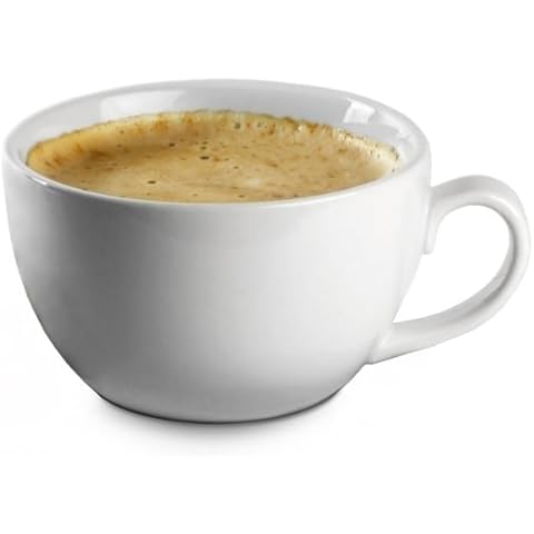 Royal Genware Bowl Shaped Cups 14oz / 400ml - Set of 6 | White Cups, Porcelain Cups, Coffee Cups, Cappuccino Cups, Tea Cups Cover