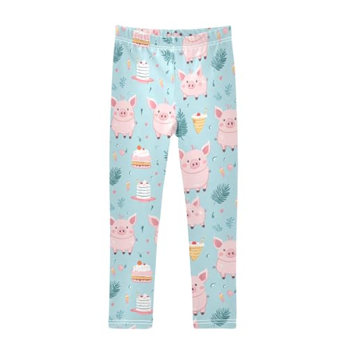 Girls Leggings Cake Pig Ice Cream Kids Length Leggings Pants Athletic Yoga Pants Toddler Tights Trousers 4T