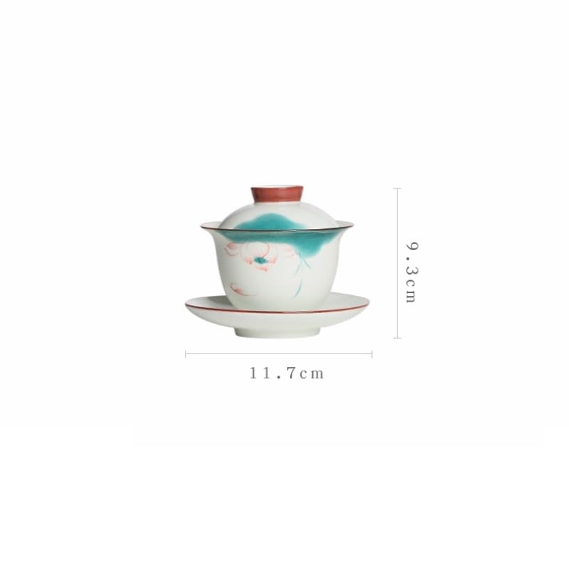 Tazas de té Pequeñas Taza de café viaje porcelana blanca, cuenco cubierto pintado a mano, taza té color bajo esmalte, tazón chino pequeño kung fu, cerámica for el hogar Taza de té de Kungfu