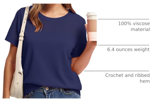 Image of WIHOLL Short Sleeve Sweater for Women Trendy Summer Tops 2026 Early Spring Fashion Business Casual Outfits