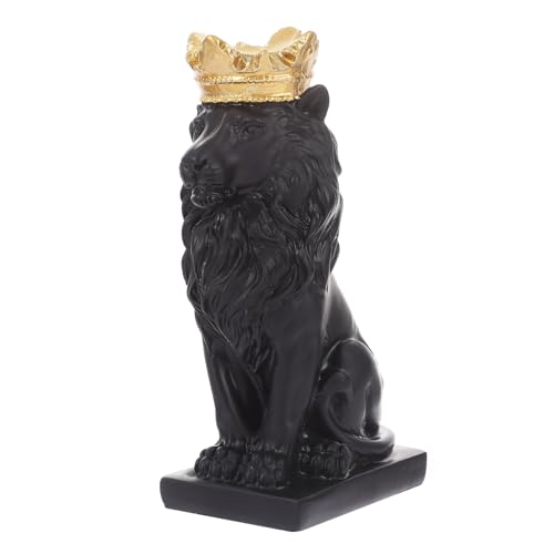 Image of TIED RIBBONS Decorative Crown Lion King Statue Showpiece Sculpture Animal Figurines (Black, Resin, 9 cm x 18 cm) Idol for Home Decor Bedroom Living Room Table Top Office Decoration Gifting Items