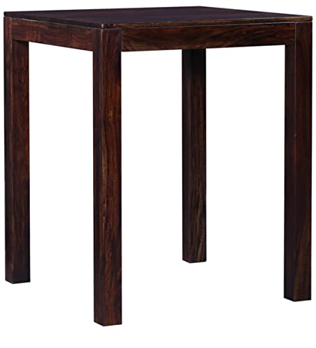 Image of Wooden Bar Dining Table and Chair /Solid Sheesham Wood Bar Table for Balcony with 2 Chairs (Solid Sheesham Wood, 2 Seater, Teak Finish)