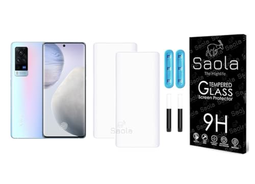 Image of Saola Curved UV Tempered Glass For Vivo X60 Pro. Comes With UV Light & Glue For Finest Pasting. Edge To Edge Protection With Case Friendly Fit. (Pack Of 2)