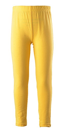 Girls' Cotton Stretch Tight Footless Leggings 11 Colors All Seasons Yellow 12 (10-11Y)