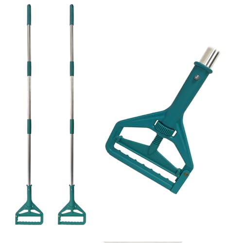 Poignées de balai à franges 150 cm réglables manche universel vert robuste lot de 2 - 2