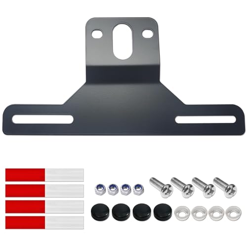 ZXFOOG Trailer License Plate Bracket Holder- Black Stainless Steel Metal Car Tag Frame for Truck/RVs/Boats Universal License Plate Light Mounting Kit with Screw Caps