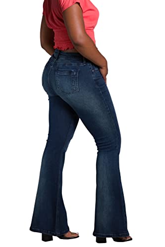 Poetic Justice Women's Curvy Fit Stretch Denim Distressed Flare Boot Cut Jeans Regular Inseam and Tall Inseam3
