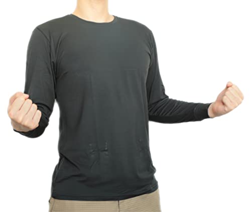 長袖インナーシャツ ベーシック【ナノミックス】メンズ|かきむしり防止 アトピー 皮膚保護 肌に優しい かぶれない むれない 敏感肌 吸水速乾 抗菌消臭 乾燥肌 肌荒れ 肌トラブル 特許 ガーゼ固定 スキンテア予防 快適 涼しい トップス インナー カットソ