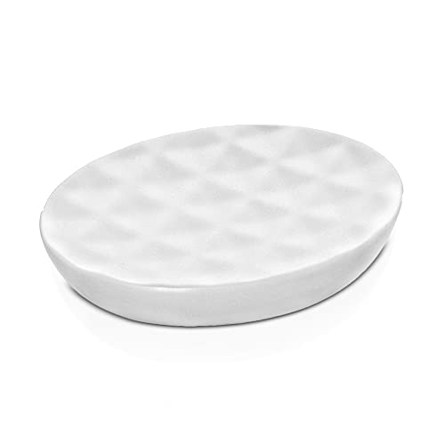 Inbagno Portasapone Solido Bianco, in Ceramica, Linea Cristal, piattino portasaponetta con Texture diamantata