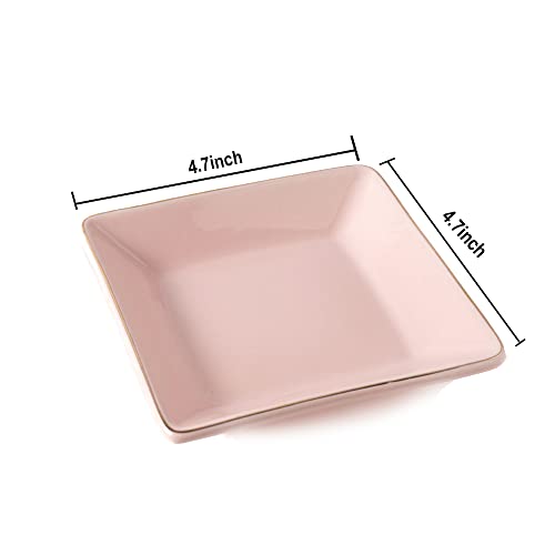 HANKOR Ceramic Jewelry Dish Tray, Decorative Trinket Tray Holder for Ring Earring Key, Gift for Women Girls, 4.7inch, Pink