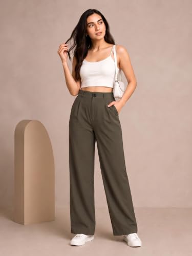 Image of Womens NS Lycra Korean High Waist Straight Pants