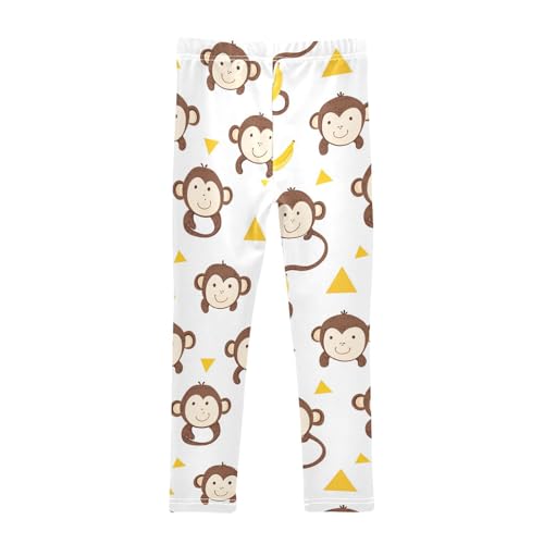 Wusikd Cute Monkey Girls' Leggings Toddler Doodles Kids Yoga Pants Dance Active Tights 4T2