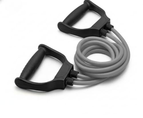 Image of Toning Tube Resistance Band with Handles | Heavy Duty Exercise Tube for Home Workout, Chest Expander, Biceps, Shoulder, Physiotherapy & Strength Training (Grey, Medium Resistance)