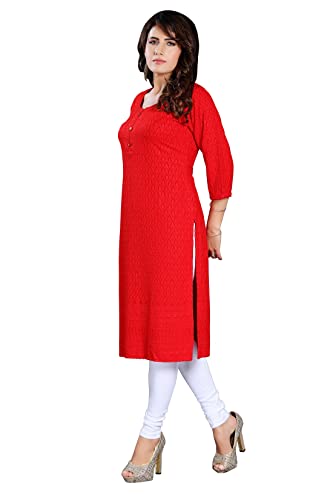 Image of DREAM & DZIRE Chikankari Kurti for Women of Cotton in Plus Size & Small Size.