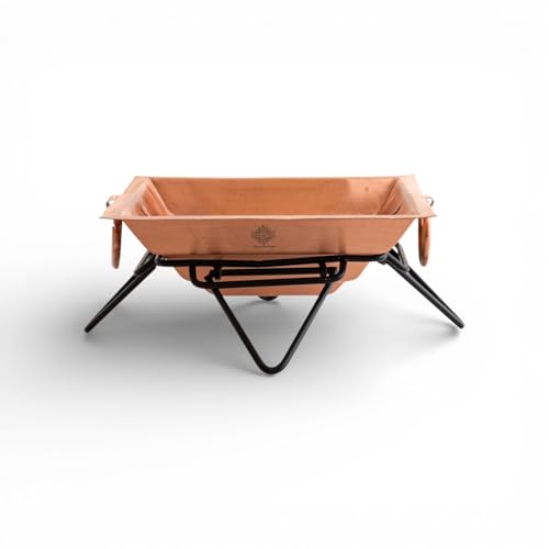 Image of Indian Art Villa Pure Copper Hawan Kund with Stand & Side Handles, Traditional Yagya, Hawan & Poojan Kund for Home Mandir, Festivals & Religious Ceremonies, 2.3 x 8.1 Inches