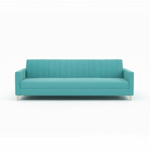 Image of Marvello 3+1+1 Fabric Sofa Set for Living Room | Soft Velvet Upholstery, Sturdy Wooden Frame | Stylish Sofa for Hall & Office Spaces (Sky Blue)