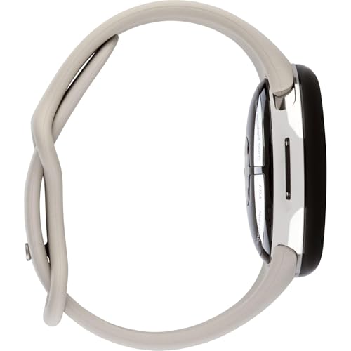 Image of Google Pixel Watch 3 (45 mm) - Android smartwatch with heart rate tracking, advanced running from Fitbit, fitness insights, 24-hour battery - Polished Silver Aluminium Case - Porcelain band - Wi-Fi