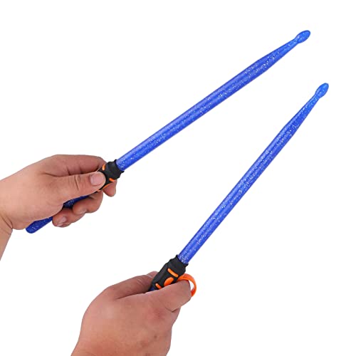 2 piezas de baquetas para batería con fundas de silicona para dedos, para principiantes, accesorios de percusión de plástico miniatura 3