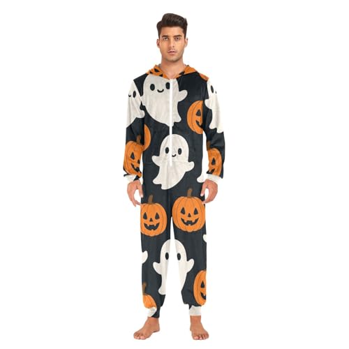 Pijama de Navidad de una pieza en tejido suave térmico con calabazas 2