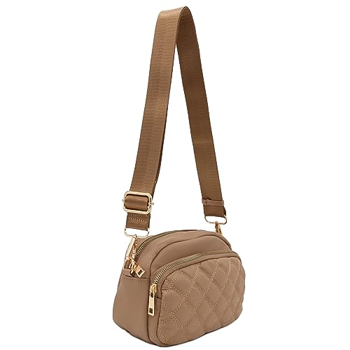 Image of FashionPuzzle Quilted Nylon Crossbody Bag with Wide Strap