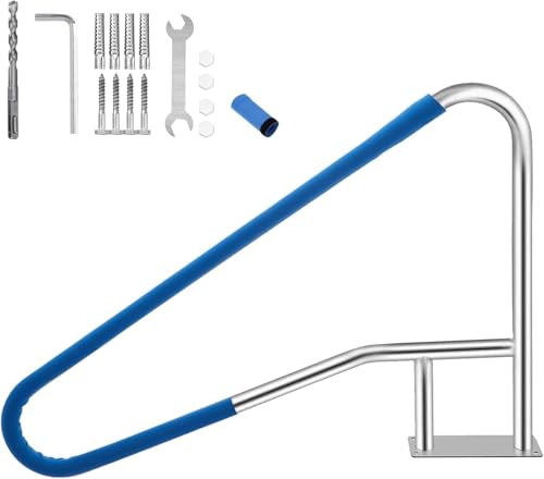 Pool Handrail 304 Stainless Steel Pool Stair Rail with Grip Cover Pool Railings for Inground Pool 54X36 375lbs Load Capacity (54x36 - Classical)