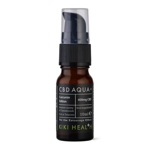 KIKI Health - CBD Aqua+ Curcumin Edition 400mg, 10 ml - Blended with 95% Curcumin - THC-Free, Highly Bioavailable, Water-Soluble CBD Formula - Full Spectrum Extract, Organically Grown