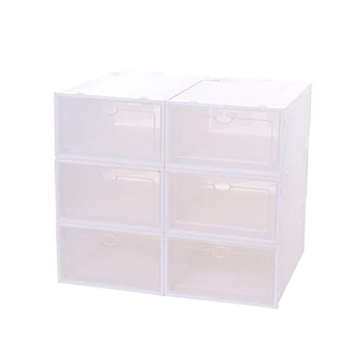 jojofuny Caja De 6 Piezas Armario Cajas De Zapatos Apilable De Contenedores Organizador De Contenedores De Zapatos Blanco Plegable Hombres y Mujeres Artículos De Almacenamiento