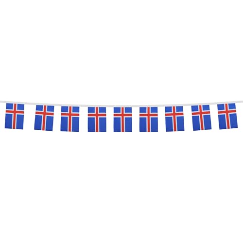 Image of AZ FLAG Iceland 6 meters BUNTING Flag 20 flags 9'' x 6'' - Icelander STRING flags 15 x 21 cm