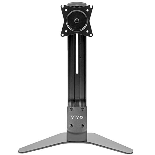 VIVO Black Deluxe Free-Standing Single Monitor Mount | Height Adjustable Computer Monitor Desk Stand for One Screen up to 32" (STAND-V001D)