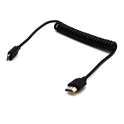 LOKEKE Coiled 8K MINI HDMI to HDMI Cable 2.1 Version, Gold-Plated HDMI to MINI HDMI Male to Male Cable Cord, 8K@60Hz 4k@120Hz - Image 2