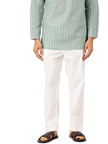 Rajubhai Hargovindas Men's White Nadi String Waist Relaxed Fit Py...