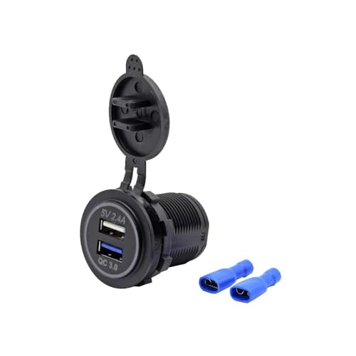 2.4A Dual USB Car Charger Socket DC12-24V Quick Charge with QC3.0 Intelligent Fast Charging for Marine Truck Motorcycle Car etc