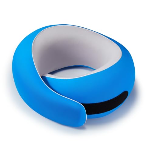 Image of WANDER+ Plus Plus Travel Pillow, 100% Pure Memory Foam Travel Neck Pillow Airplane Neck Support Ergonomic Design Best for Sleeping Plane Car Train Office Flight for Adults Blue