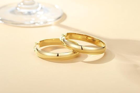 14K Gold Plated Hoop Earrings for Women Big Gold Plated Earrings Square-edge Jewelry Timeless Hypoallergenic Hoop Earrings