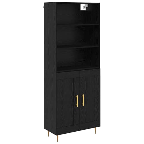vidaXL Alacena con cajón 2 pcs Roble Negro Madera contrachapada, Armario Rectangular Moderno, de Madera, para salón, Ahorro de Espacio, Almacenamiento