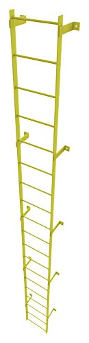 Tri-Arc WLFS0119-Y 19-Rung Standard Uncaged Fixed Steel Ladder, Safety Yellow Powder Coated Finish