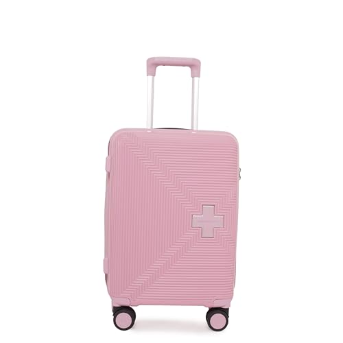 Image of SWISS MILITARY Maze Hard Top Black Polypropylene (PP) Luggage Trolley Bag with TSA-Lock & Body Coloured 360 Degree Rotatable 8-Wheels,Color -Peach,24 Inch