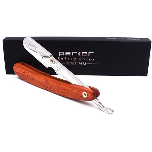 Parker SRRW Professional Shavette Razor - Rosewood Handle, Stainless Steel Ar...