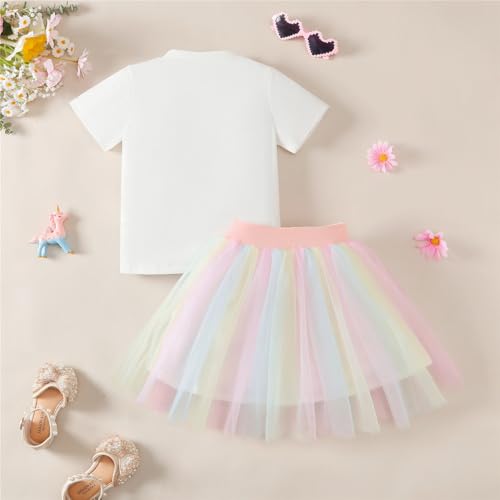 Image of 4th Birthday Outfit Girl,4 Year Old Fourth Four Shirt Skirt Outfit for Toddler Girls