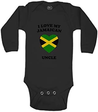 Baby Long Sleeve Bodysuit I Love My Uncle I Love My Jamaican Uncle Countries Boy & Girl Clothes Cotton Baby Clothes Black 12 Months