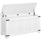 MAHANCRIS Storage Chest, 47.2' Storage Trunk with 2 Safety Hinges, Wooden Toy Chest, Entryway Shoe Bench, Large Toy Box for Kids Room, Bedroom, Living Room, White SCBW4901