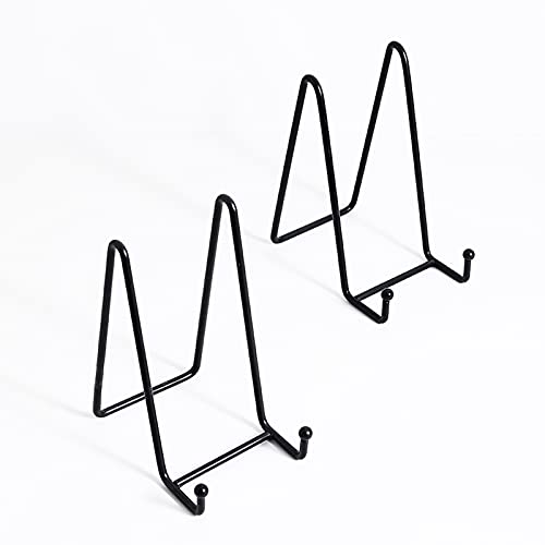 Qfull 2 Pack 6 Inch Plate Stands For Display - Plate Holder Display Stand, Iron Easel Holder Display Stands For Picture, Decorative Plate, Platter, Book, Photo Easel, Tabletop Art #TOP5