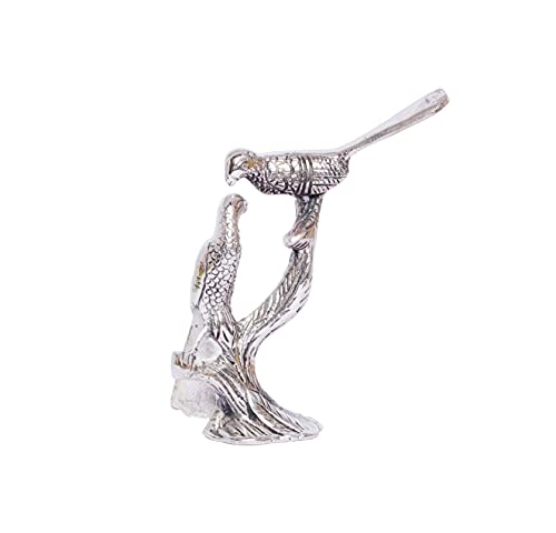 Image of KridayKraft Love Birds Couple Kissing Sitting on Tree,Animal Showpiece for Home Decorative Statue, Gift for Boyfriend,Girlfriend,Wife,Husband,Friends,Happy Home Decoration Idol Showpiece (Silver)